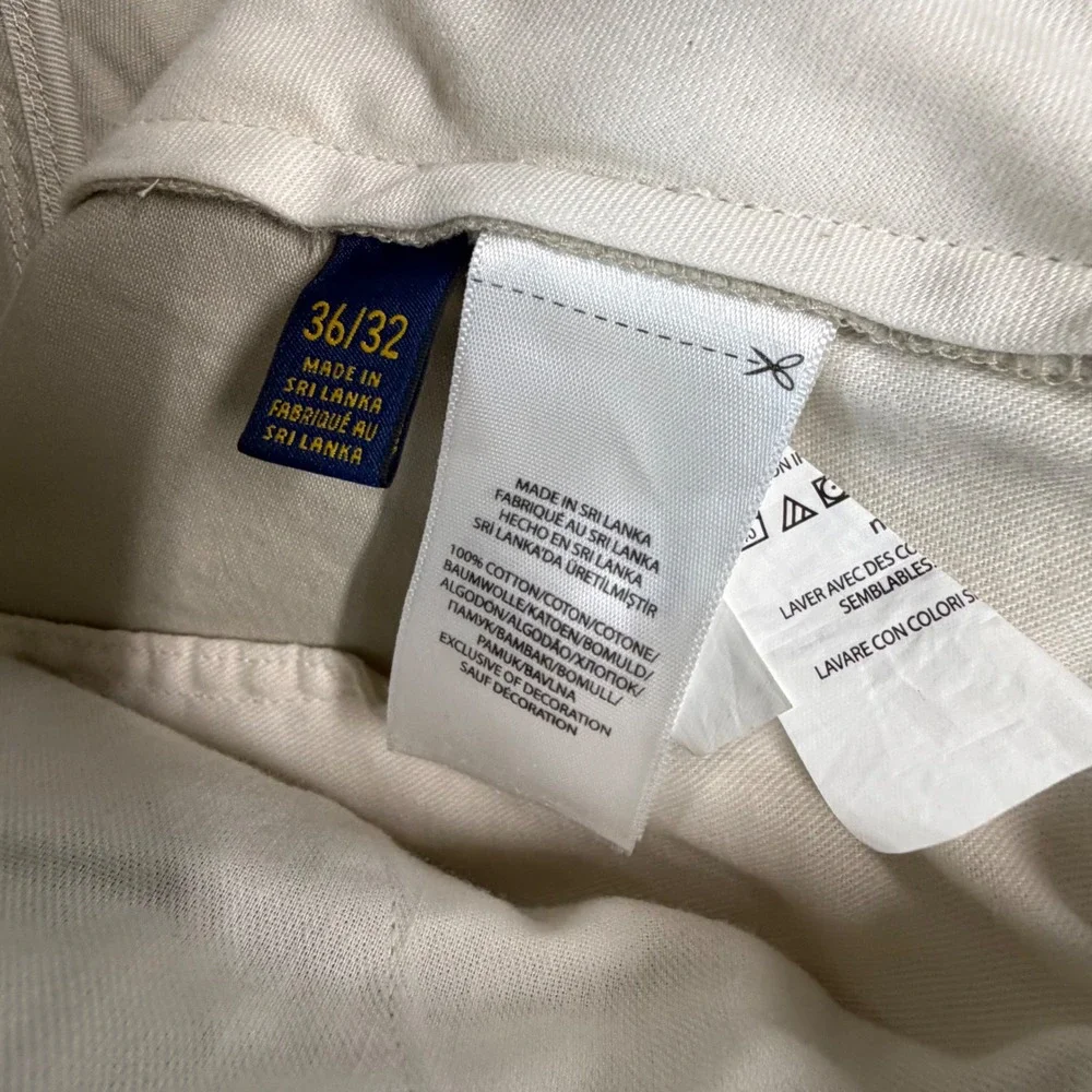 Polo Ralph Lauren Mens Classic Fit Chino Pants Tan Khaki 36x32 Cotton Trousers‎